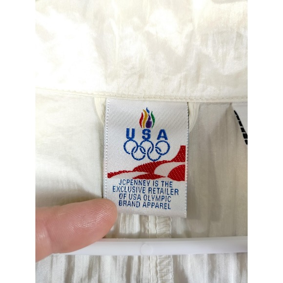 Vintage USA Olympics Jacket Mens XL White Nylon Windbreaker Track‎ Warmup 90s - Picture 3 of 10